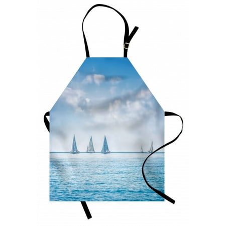 

Ocean Apron Sail Boats Sea Regatta Race Sports Panoramic View Seascape Summer Sky Photo Unisex Kitchen Bib Apron with Adjustable Neck for Cooking Baking Gardening Pale Blue and White by Ambesonne