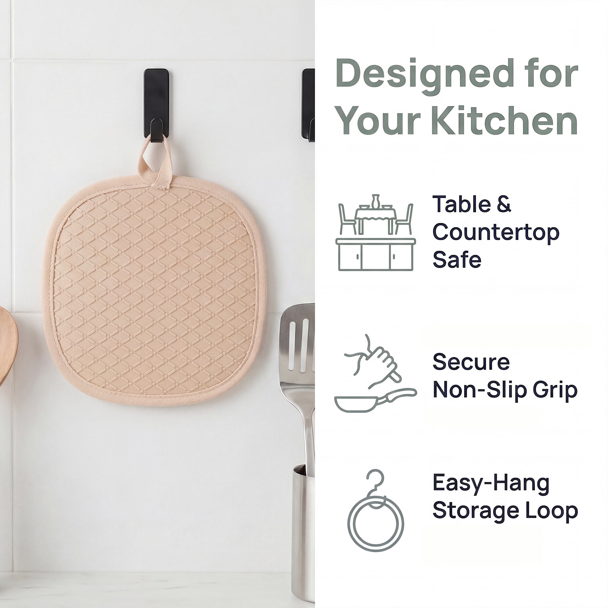 Unique Bargains 2Pcs Heat Resistant Trivets Non Slip Pot Holders Pink 8.1*8.1in