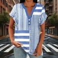 thumbnail image 4 of ICHUANYI Womens Shirts Dressy Casual Short Sleeve 2025 Summer Tops Spring V Neck Button Down Ladies Tunic Blouses, 4 of 6