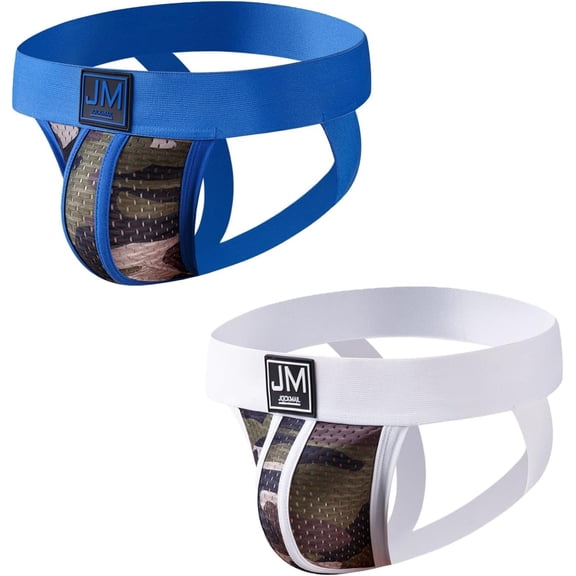 JOCKMAIL 2PCS/Pack Jock Strap for Men Underwear Camouflage Mesh Low Rise Stretch Mens Jockstraps
