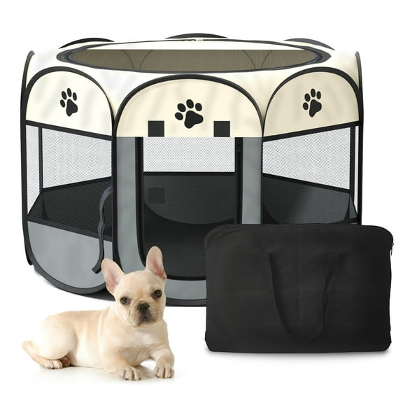 QRDA Portable Pet Playpen Dog Playpen Puppy Playpen Cat Playpen Pet Exercise Pen Pet Tent for Indoor/Outdoor Travel Camping- 28" x 28" x 18"