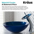 KRAUS Irruption Blue Glass Bathroom Vessel Sink and Waterfall Faucet