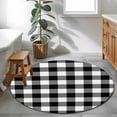 thumbnail image 4 of 3ft Washable Round Rug, Black Plaid Non-Slip Circle Area Rug for Bedroom Bedside, Black Gradient Soft Indoor Floor Mat for Home Decor, 4 of 9