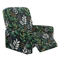 Xoenoiee Leaves Floral Pattern Recliner Cover with Pockets 4-Pieces Reclining Slipcover Lazy Boy Recliner Armchair Cover with Elastic Bottom for Recliner Furniture Protector for Kid Pet
