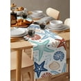 thumbnail image 2 of Table Runner Dresser Scarf 13 x 120 Inch Summer Ocean Navy Blue and Red Coral Starfish Seashells Table Runners Non-Slip Heat Kitchen Dining Table Decor for Indoor Outdoor Home Party Decoration, 2 of 7