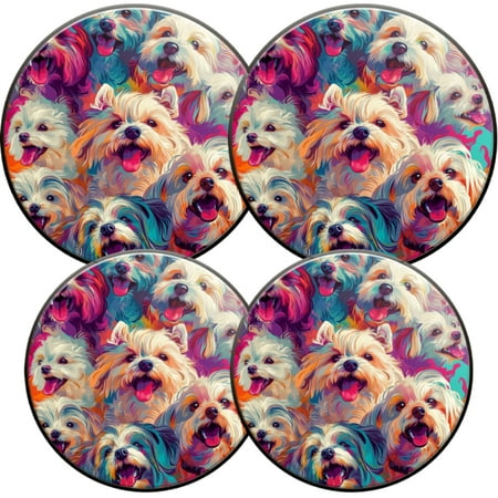 

Electric Stove Burner Covers 4 Pcs Round Gas Burner Cover 8 and 10 Inch Joyful Pups in Burst of Colors