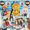 thumbnail image 5 of Boss Baby White Boy Party Supplies Decor 3rd Kit Balloons Birthday Cake Topper Banner Backdrop Decorations, 5 of 6
