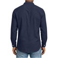 thumbnail image 5 of YODETEY Men’s Band Collar Long Sleeve Linen Blend Button-Down Shirt,Big and Tall Navy,Size S-5XL, 5 of 6