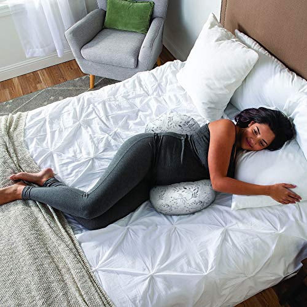 Boppy Side Sleeper Pregnancy Pillow with Removable Jersey Pillow Cover, Gray Falling Leaves
