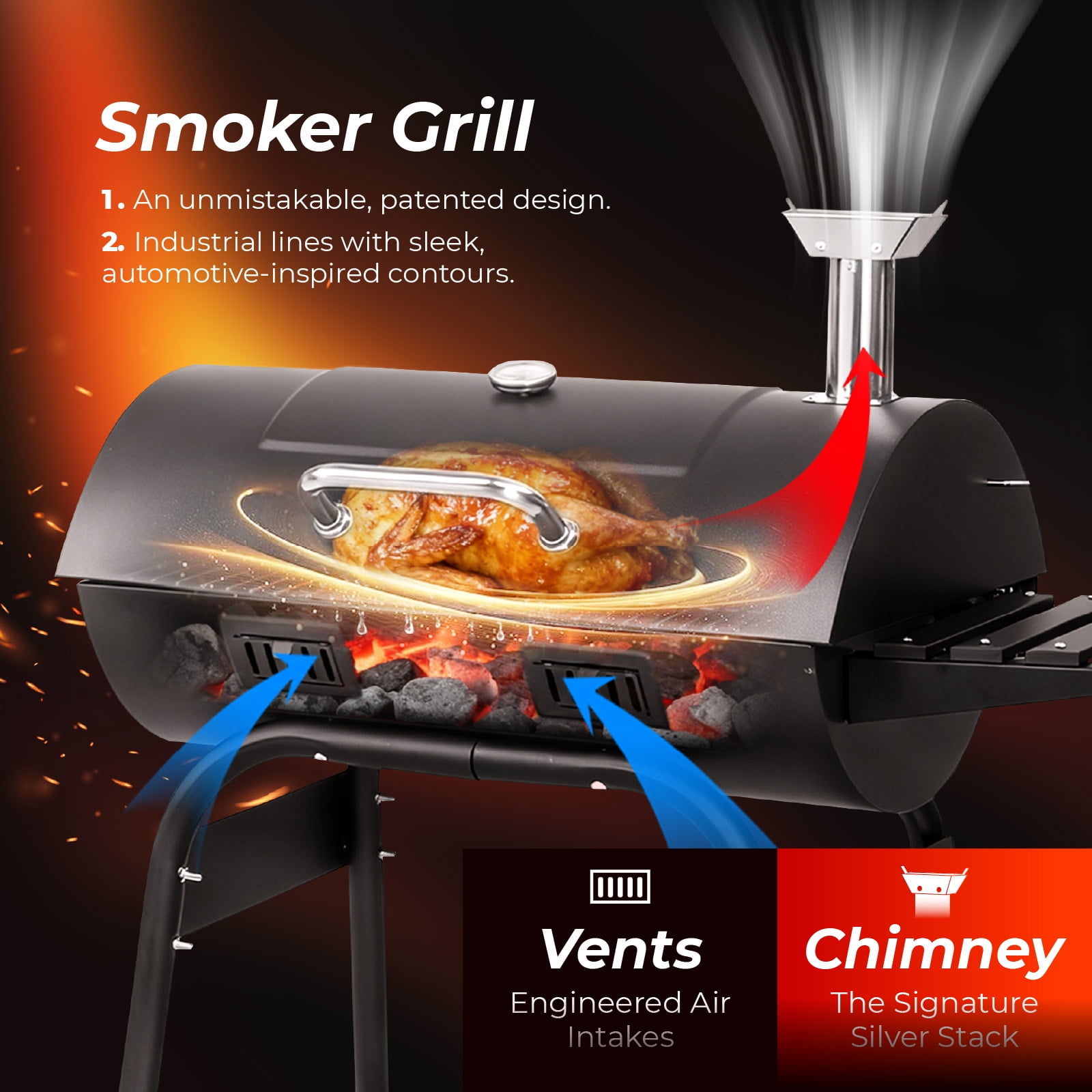 Zimtown BBQ Charcoal Grill Outdoor Barbecue Pit Barrel Charcoal Grill Smoker for Patio Backyard
