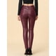thumbnail image 5 of Pantalón de piel sintética de PU de cintura alta y flaco para mujer borgoña S, 5 of 6