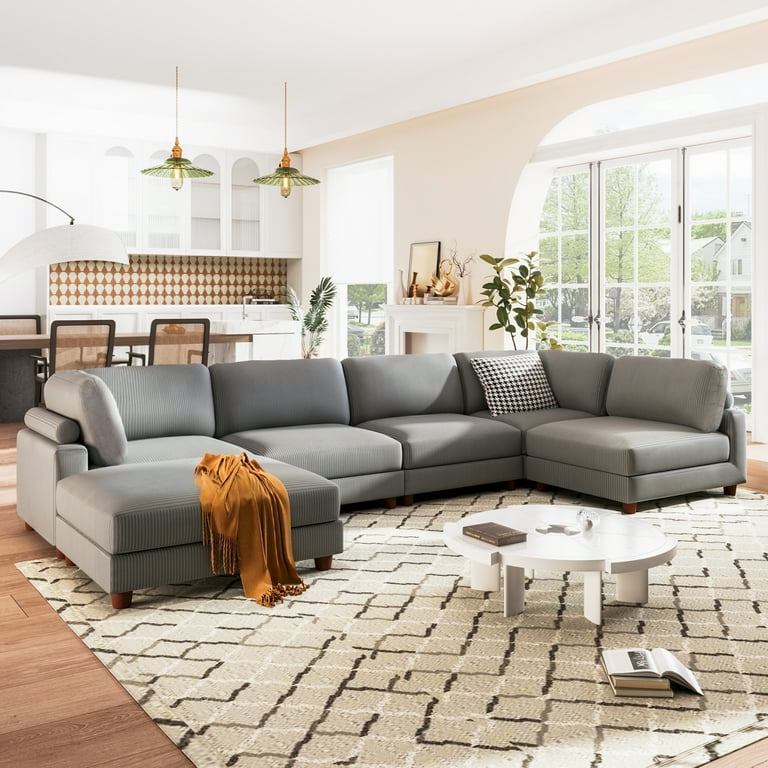163 Large Modular Sectional Sofa Set Modern Oversized Sofa Bed with Ottoman and Removable Cushions L Shaped Corner Sectional Couches for Living