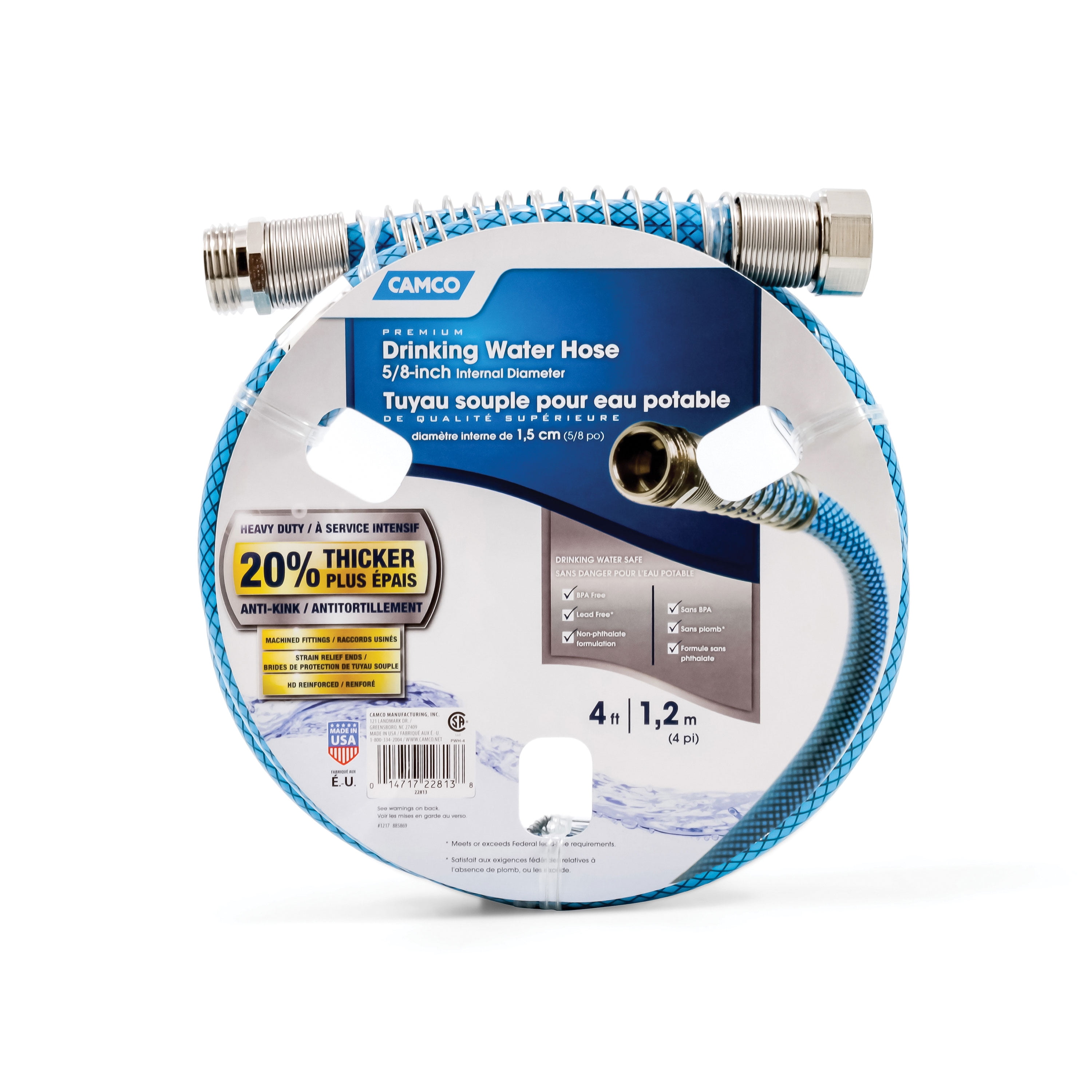 Camco 10ft Premium Drinking Water Hose Lead and BPA Free 20 Anti-Kink Design 