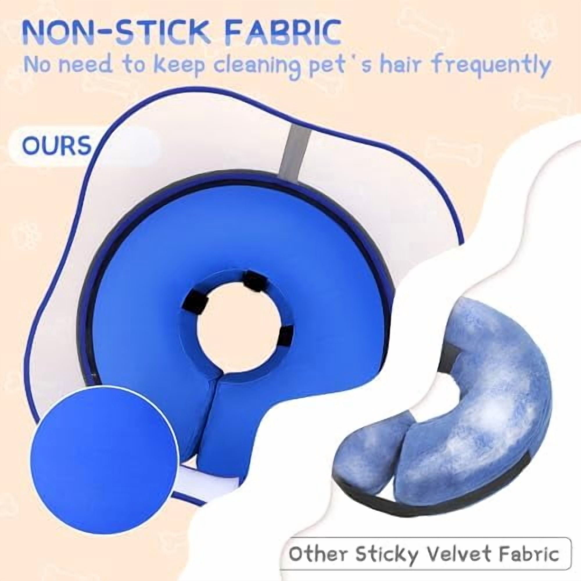 Raised Inflatable Dog Cone Collar to Stop Licking, Soft Dog Cone Alternative After Surgery, Pet Neck Donut Collar for Small Medium Large Dogs Solid Blue,L(Neck 12"-16")