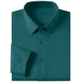 thumbnail image 4 of JUUYY Men's Four Side Silk Dress Shirt Casual Business Wedding Shirt Wrinkle-Free Button Collared Long Sleeve Shirts Green L, 4 of 5