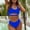 Blue, variant on Womens High Waisted Bikini Sets Sporty Two Piece Swimsuits Solid Color Cheeky High Cut Bathing Suits