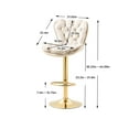 thumbnail image 6 of Exquisite Swivel Bar Stools Modern Velvet Padded Adjustable Counter Height Bar Chairs with Soft Back and Gold Footrest for Kitchen Dining Room Living Room & Home Office,Ivory, 6 of 7