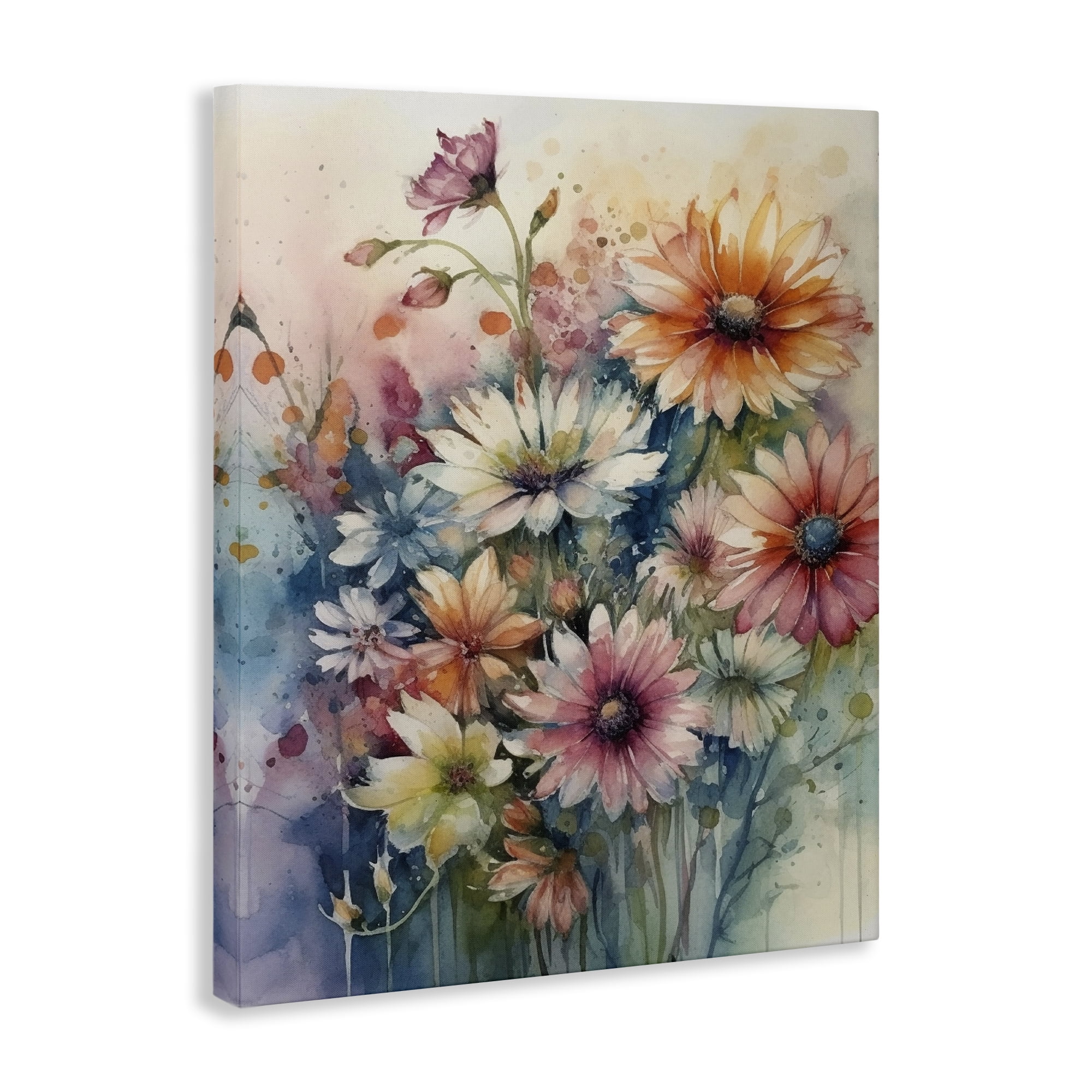 Stupell Industries Wild Bright Daisies Plants & Flowers Painting Wrapped Canvas Art Print Wall Art, 16 x 20