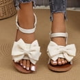 thumbnail image 3 of Pandaie Flat Sandals for Women Open Toe Bowknot Summer Beach Shoes Ankle Strap Comfortable Orthopedic Cork Footbed Slides White 6, 3 of 9
