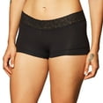 thumbnail image 2 of Maidenform Womens Cotton Dream Boyshort with Lace(40859)-Black-7, 2 of 3