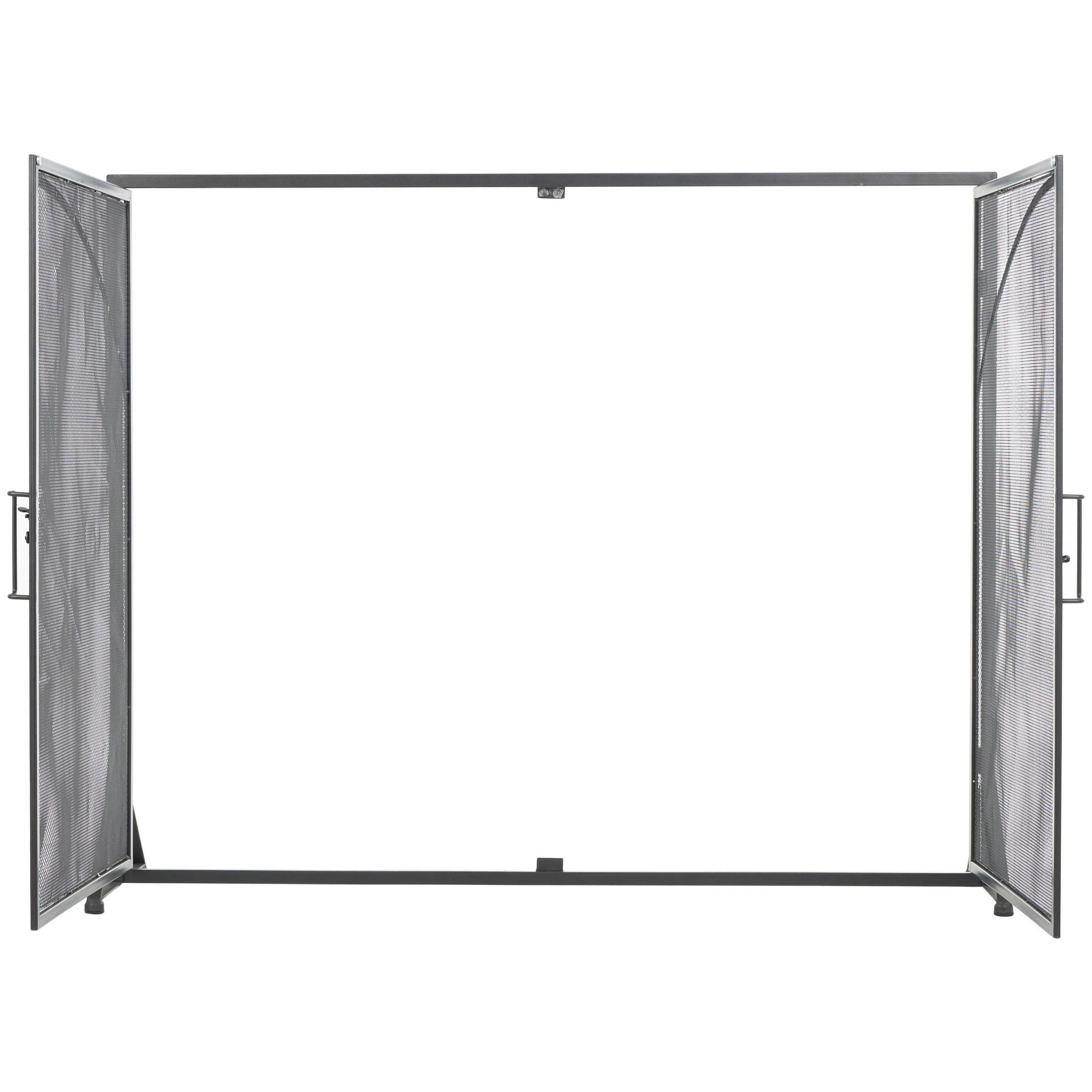 DecMode 39" x 32" Black Metal Single Panel Fireplace Screen with Arch Inspired Doors and Handles, 1-Piece