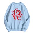 thumbnail image 2 of Gibobby Sudadera con forro polar Mujer Camiseta estampada de talla grande con estampado del día de San Valentín para mujer Top informal de manga larga (Azul, M), 2 of 4
