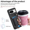 thumbnail image 6 of Phone Case for Google Pixel 8 5G Wallet Cover with Tempered Glass Screen Protector Wrist Strap Lanyard RFID Credit Card Holder Ring Stand Cell Accessories Pixel8 Pixle Eight Women Men Black, 6 of 13