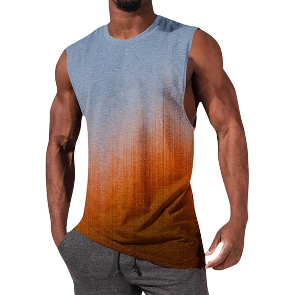 Jaunzuar Tank Tops Men Workout Muscle Crew Color Sleeveless Shirts Casual Summer Hiking Tank Top, S-2XL