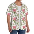 thumbnail image 2 of Fuzoiu Rose Flowers Print Men's Casual Short,Men's Short Sleeve Shirt,Mens Casual Button Down Shirts,Cuban Collar Summer Shirt for Beach, Vacation, and Outdoor Activities-Medium, 2 of 5