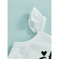 thumbnail image 5 of Seyurigaoka 2Pcs Baby Girls Sweet Style Outfit, Summer Letter Fly Sleeve Suspender Tops + Watermelon Printing Flouncing Splicing Shorts, 5 of 8