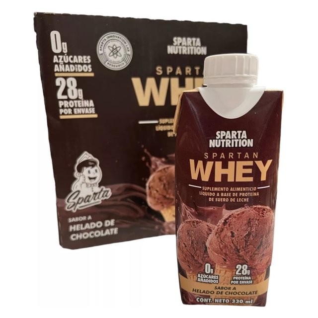 SPARTAN WHEY LIQUIDA 12 PACK SABOR HELADO DE CHOCOLATE 330 ML CADA ENVASE, SPARTA NUTRITION