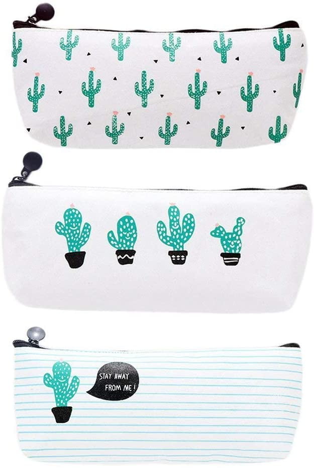3Pcs/Lot Pencil Case Zipper Cute Cactus Handbag Purse Makeup Pouch Stationery Supplies Birthday Gift Durable and UsefulComfort and environmental protection