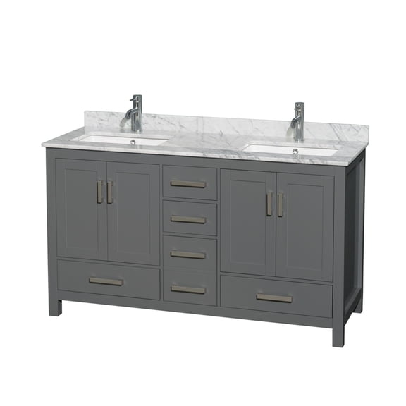 Wyndham Collection Sheffield 60 Inch Wood Double Bathroom Vanity in Dark Gray