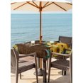 thumbnail image 3 of Outdoor Tablecloth with Umbrella Hole for Patio/Picnic/Party/Camping, Sunflower Waterproof Table Cloth Square Cover Washable, Summer Botanical Yellow Floral Brown Wooden (60"x 60"), 3 of 8
