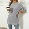 thumbnail image 6 of HAiming Womens Long Sleeve Shirts Solid Color Round Neck Side Split Tops 2025 Casual Loose Soft Blouse with Pocket, 6 of 6