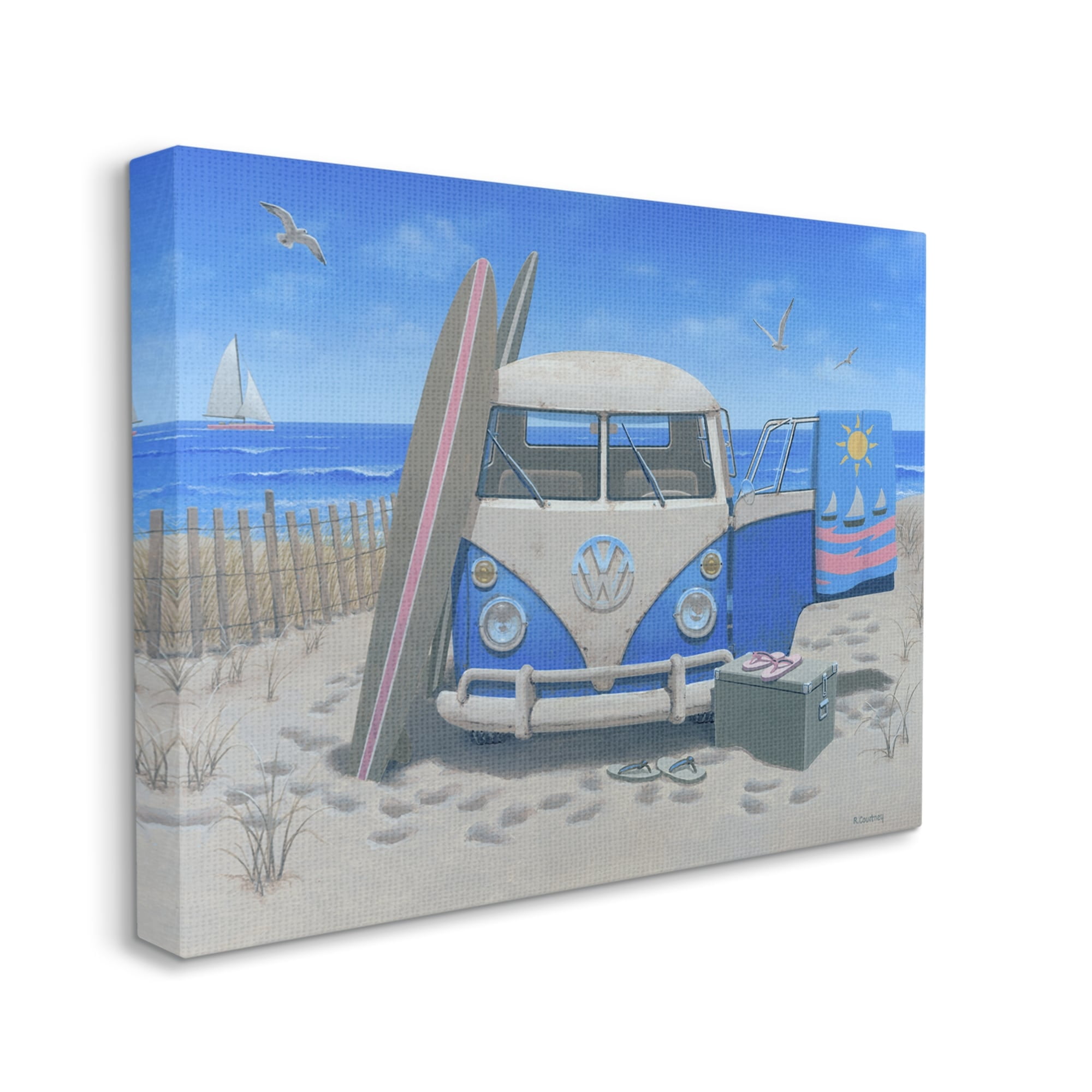 Stupell Industries Tropical Summer Beach Van Coastal Painting Gallery Wrapped Canvas Print Wall Art