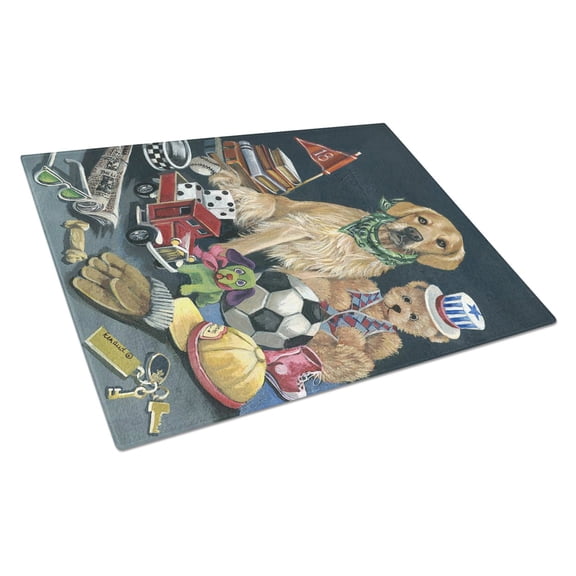 Carolines Treasures PPP3103LCB Golden Retriever Toys Glass Cutting Board Large, 12H x 16W, multicolor