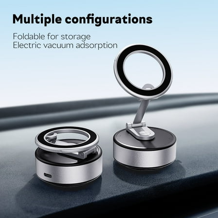 Electric Magnetic Car Phone Holder Mount Foldable Adjustable Car Mount，Vacuum Suction Magnetic Phone Holder,Works On Any Flat Surface - Car, Mirror, Gym, Vehicle, Dashboard, Windows