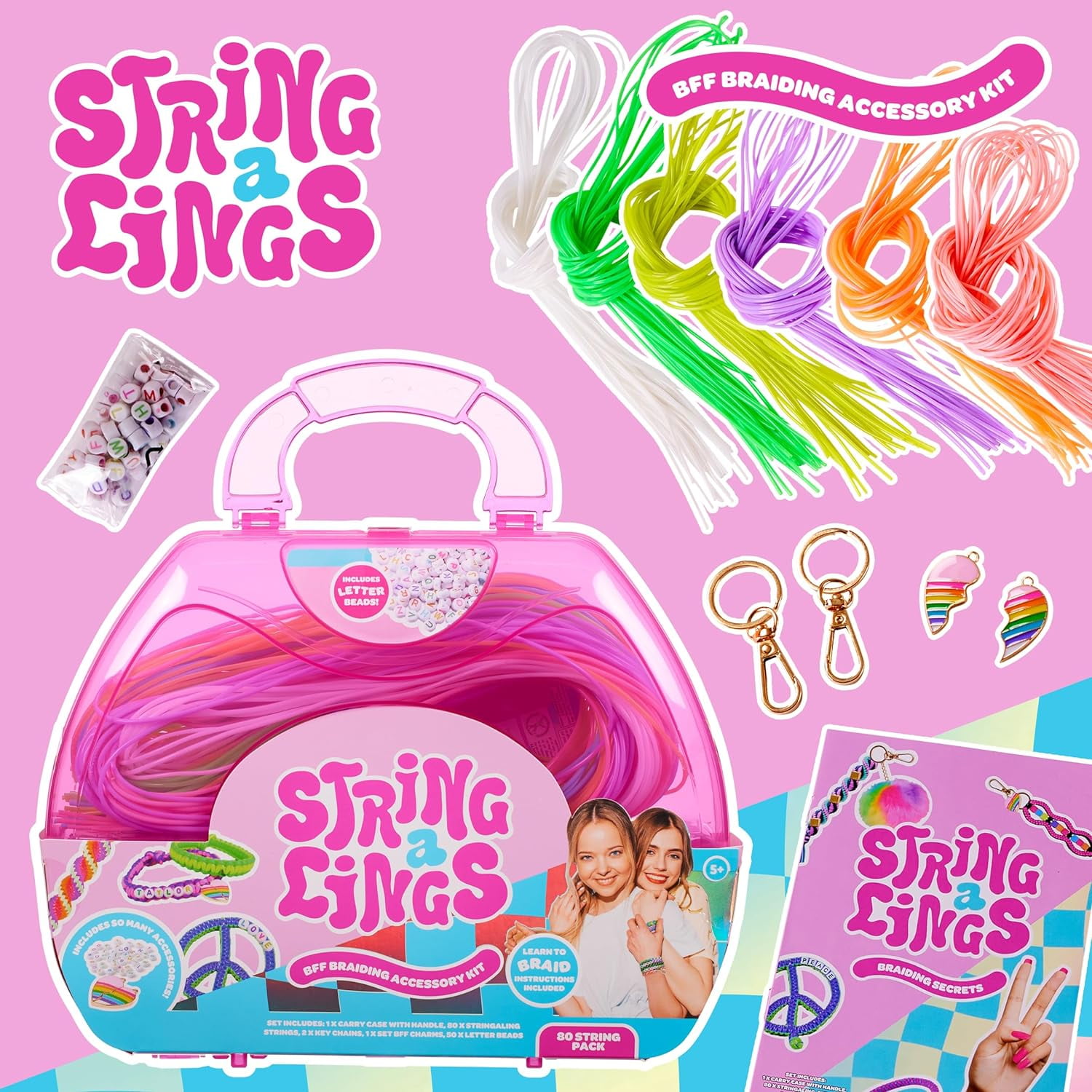 Stringalings Braiding Accessory Kit Carry Case With 80 Strings