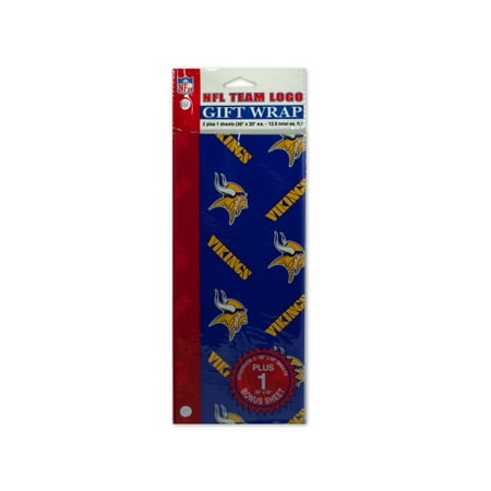 Minnesota Vikings Team Logo Flat Gift Wrap, 24 Count