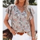 thumbnail image 2 of Blusas de mujer Casual Boho Estampado floral Cuello en V Manga corta Camisas sueltas elegantes Tops, 2 of 5