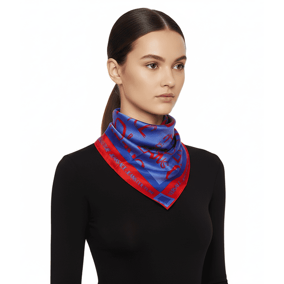 Versace Jeans Couture Periwinkle/Chilli Signature Graffiti Print Medium Square Scarf for womens