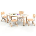 thumbnail image 1 of Gymax Ensemble Table Réglable en Hauteur pour Enfants et 4 Chaises avec Dessus de Table Graffiti Naturel, 1 of 10