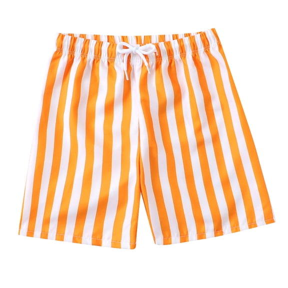 CPNG Little Boys Summer Shorts Casual Shorts Striped Elastic High Waist Fashion Sport Shorts Beach Shorts(Orange,5 Years)