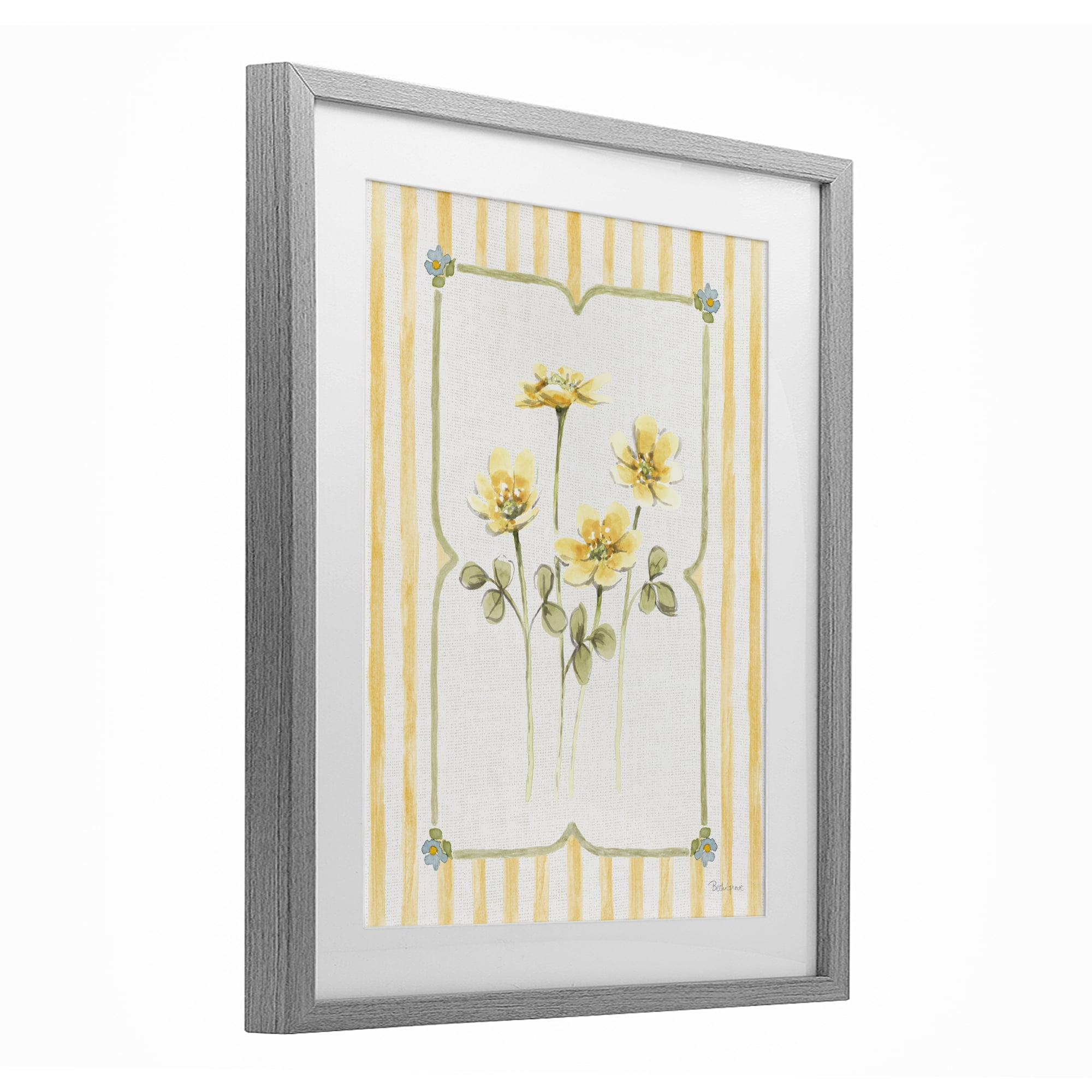 Stupell Industries Sweet Honey Florals Gray Framed Print Under Glass, design by Beth Grove