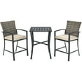 thumbnail image 1 of Patiojoy 3-Piece Patio Rattan Furniture Set Outdoor Bistro Set Cushioned Chairs & Table Set Gray, 1 of 5