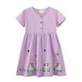 thumbnail image 1 of MIASHUI Robe d'Été à Fleurs pour Fille, Manches Courtes, Boho, Tout-Petit Enfant, Robes Décontractées, Violet Pâle, 3-4 Ans, 1 of 6