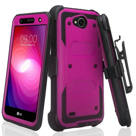 LG X Power 2 / Fiesta 2 LTE / Fiesta lte / X Charge / K10 Power Case with Built-in [Screen Protector] Heavy Duty Full-Body Rugged Holster Case [Belt Swivel Clip][Kickstand] For LG X Charge