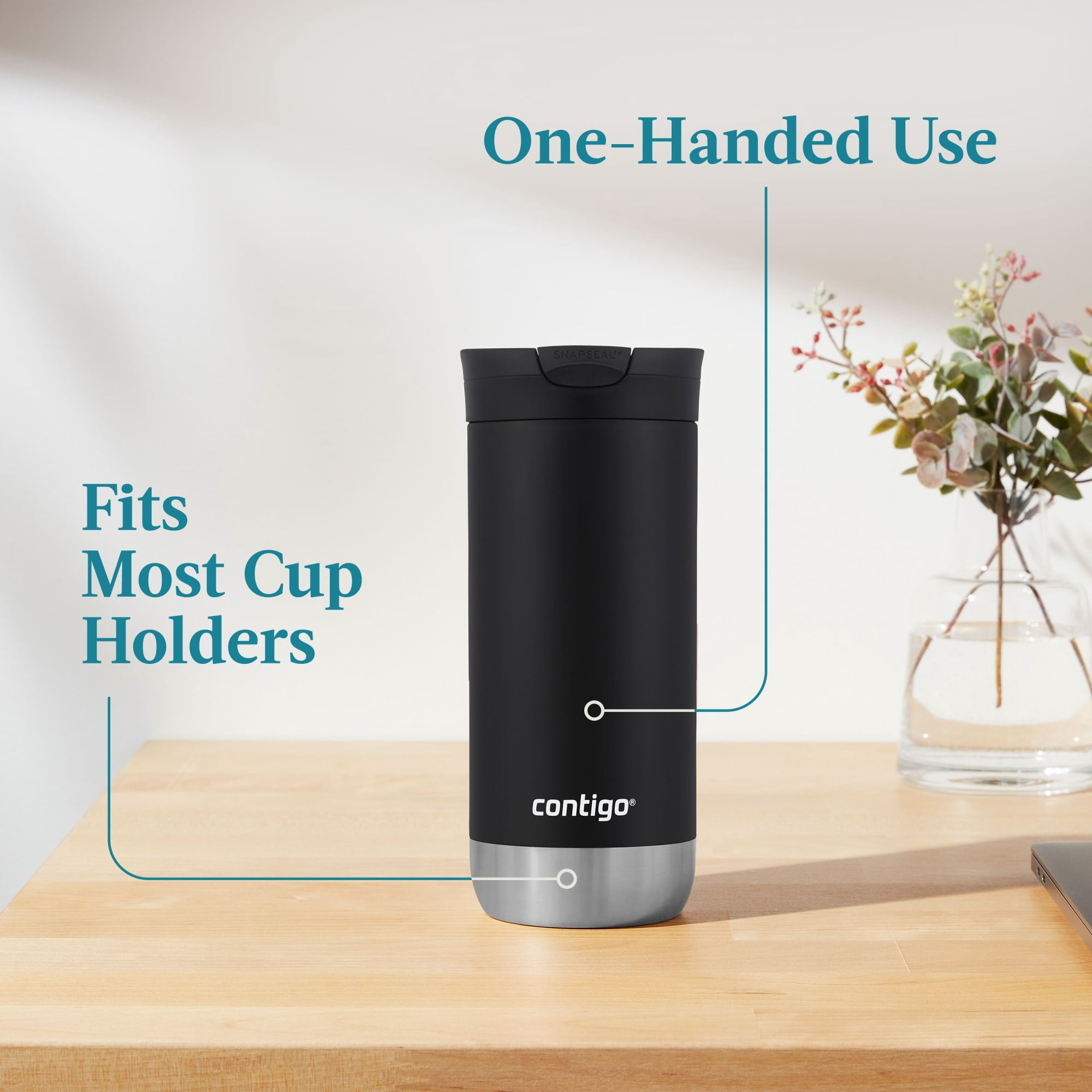 (4 pack) Contigo 16 oz. Huron 2.0 SnapSeal Stainless Steel Travel Mug - Licorice
