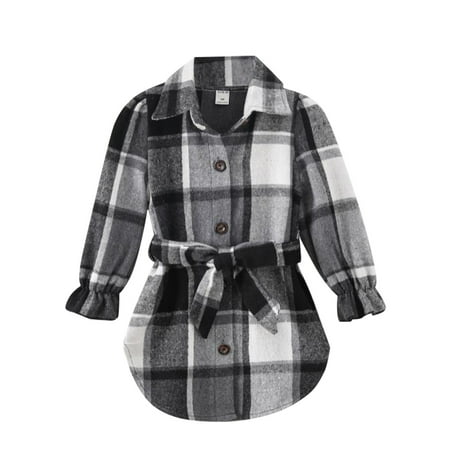 

Baby Girls Dress Flannel Plaid Printed Long Sleeve Belt Toddler Cute Cartoon Soft Trendy Spring Summer Casual Gifts To Child Girls Clothes